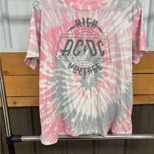 Maurices Pink and Gray Tie-Dye Graphic Tee